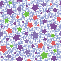 Seamless pattern. Colorful background of pink and purple stars.