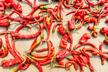 Red chili drying in the sun