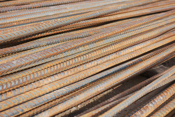 Close up steel bar at construction yard
