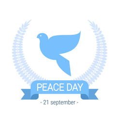 World Peace Day Poster White Dove Bird Symbol