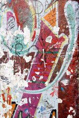 Close up of a colourful graffiti on a wall in east Berlin, Germany 
