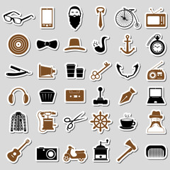 hipster theme and culture set of vector stickers eps10