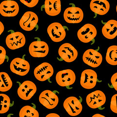 Halloween adorable seamless background. Pumpkin autumn harvest vector pattern