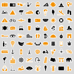travel and holiday big set of vector color stickers eps10