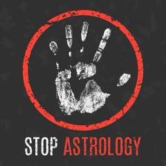 Vector illustration. Social problems of humanity. Stop astrology