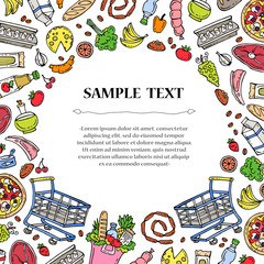 Cute decorative cover with hand drawn food