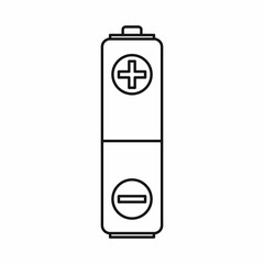 Battery icon in outline style isolated on white background vector illustration