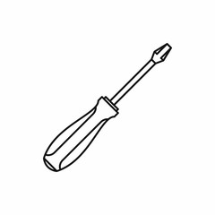 Screwdriver icon in outline style isolated on white background vector illustration