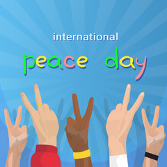 Hand Group Peace Sign World International Holiday Poster