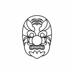 Hannya mask icon in outline style isolated on white background vector illustration