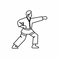Karate fighter icon in outline style isolated on white background vector illustration