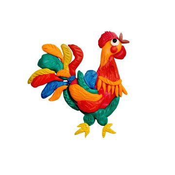 Plasticine  Rooster symbol of 2017 sculpture isolated