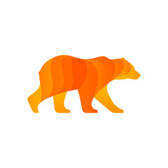 Obraz premium Walking bear silhouette. Color vector illustration. Isolated on white background.