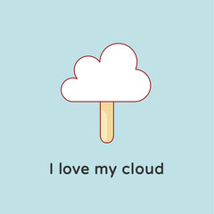 Icon of Cloud files with ice cream and candy-floss. Creative concept graphic design