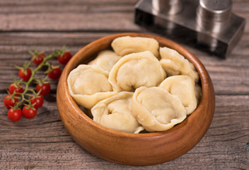 Delicious boiled pelmeni