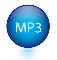 MP3 blue circular button