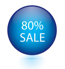 Sale eighty percent blue circular button 
