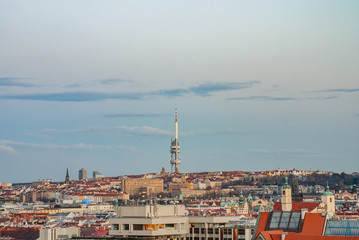 Fototapeta premium Prague Zizkov quarter television tv tower antenna architecture building landmark Czech republic