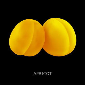 Juicy apricot on a black background