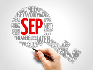SEP - Search Engine Positioning Key word cloud, business concept