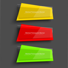 Banner design template. Set of three realistic transparent banners. Elements for web design, promotion, advertisement and other purposes. Vector illustration, eps  10