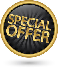 Special offer golden label, vector illustration