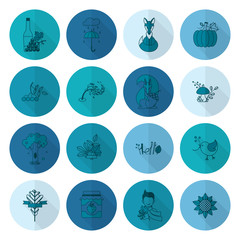 Set of Flat Autumn Icons