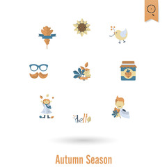 Set of Flat Autumn Icons