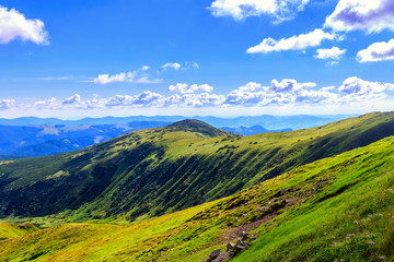 Picturesque Carpathian mountains landscape,view from the height, Ukraine