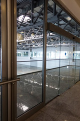 The glass doors to the warehouse