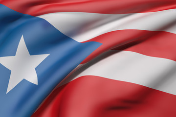 Commonwealth of Puerto Rico flag waving