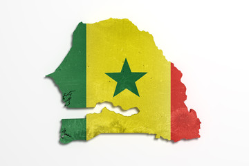 Silhouette of Senegal map with flag