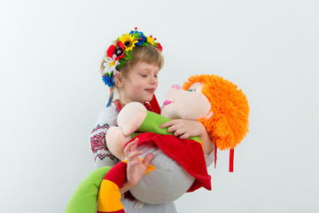 Girl in the Ukrainian national native costume/Beautiful Ukrainian girl in the Ukrainian national native costume on Slavic holiday