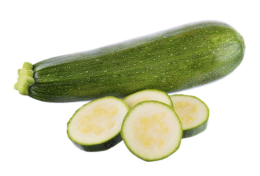 green zucchini vegetables isolated on white background