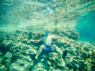 Fototapeta na wymiar selfie underwater at seaside