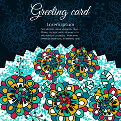 greeting vector card on decorated background  flower . pattern, brochure, gift certificate, party invitation, congratulation