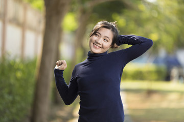 Woman with Relax Time at Park