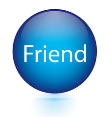 Friend word blue button