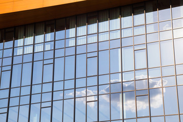 Exterior facade of a modern glass office block