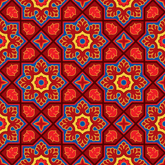 Sindhi traditional pattern background, Red & Blue Wallpaper, Vector Illustration