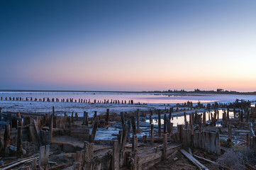 Fototapeta premium sunrise on salt field
