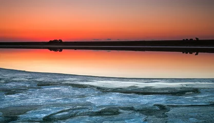 Zelfklevend Fotobehang sunrise on salt field © fastudio4