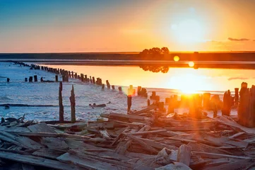 Fototapeten sunrise on salt fields © fastudio4