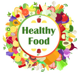 Healthy food , fruits and vegetables , laybel vector