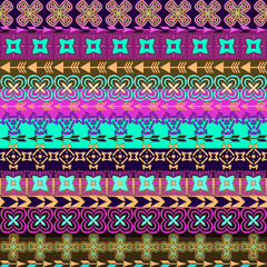 Multicolor seamless pattern. Boho style strips. tribal texture