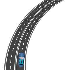 Fototapeta premium The road, the highway perspective. The car on the road. illustration