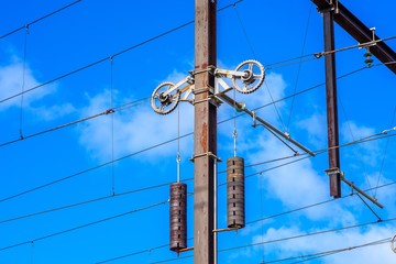 Train cables with counterweights