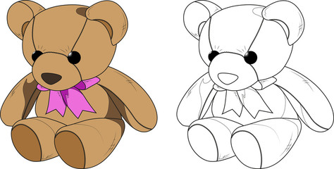 плюшевый мишка, детская раскраска