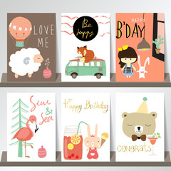Fototapeta premium Colorful collection for banners,Flyers,Placards with fox,sheep,b