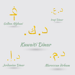 Set with Five Central Asia and North Africa Currencies
